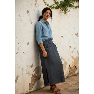 NWT Nomad The Label Aurora Maxi in Charcoal Linen Pull-on Skirt XS